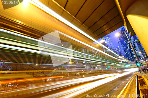 Image of traffic in city at night