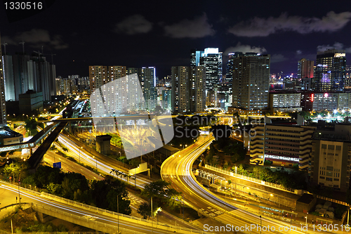 Image of traffic in city at night