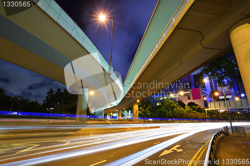 Image of traffic in city at night