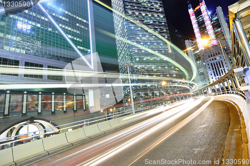 Image of Traffic through the city at night