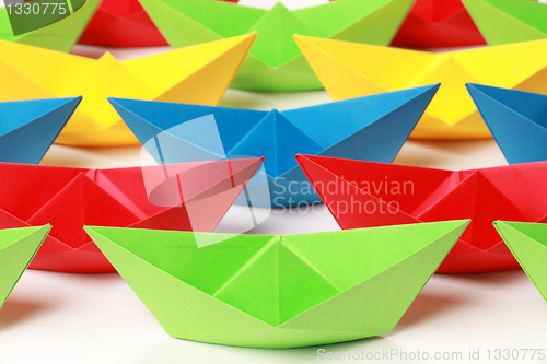 Image of Colored paper boats