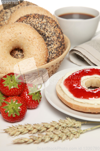 Image of Breakfast with fresh bagels