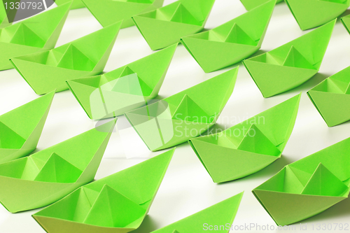 Image of Green paper boats