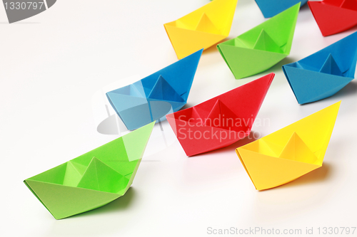 Image of Colored paper boats