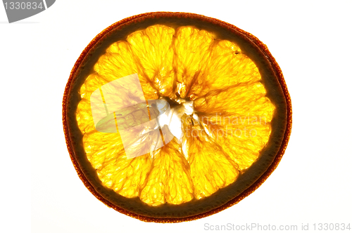 Image of dried orange slices isolated on white background 