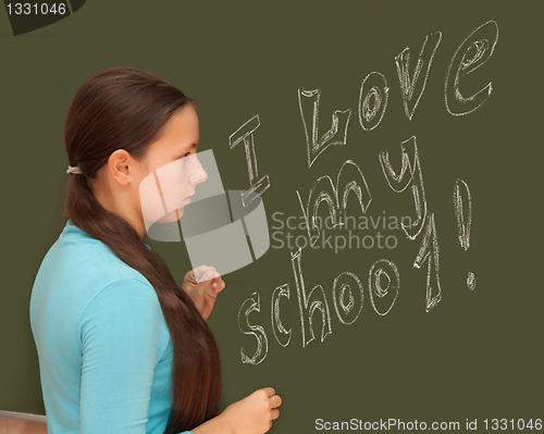 Image of Girl schoolgirl meets an English lesson