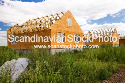 Image of Building of the wooden house 