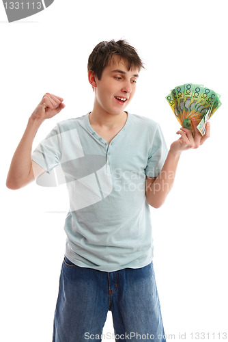 Image of Happy teenager with cash