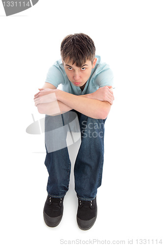 Image of Sulky sullen unhappy boy