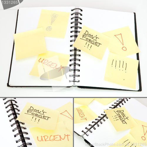 Image of Yellow Note Sticks on Diary