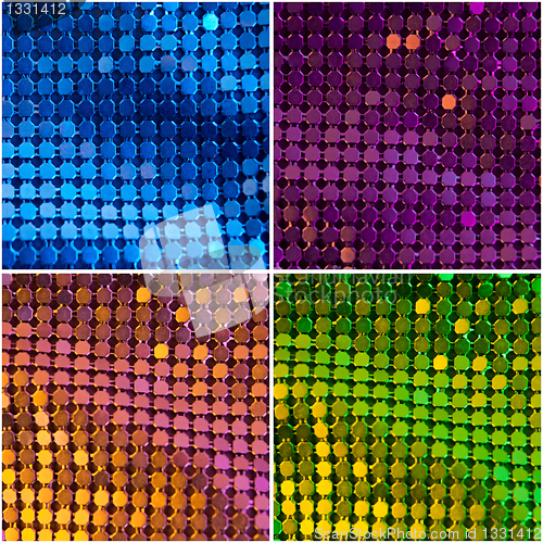 Image of Bright pink, blue, green and yellow paillette