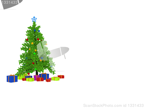 Image of christmas tree 3d isolated on a white background