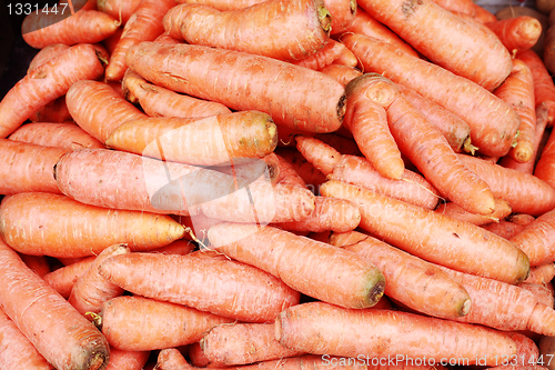 Image of A background of the fresh young carrots.