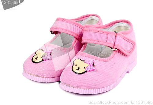 Image of a pair of baby pink shoes