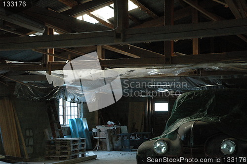 Image of Car in a deserted sawmill