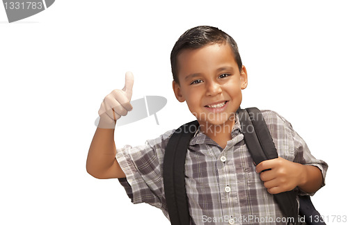 Image of Happy Young Hispanic School Boy with Thumbs Up