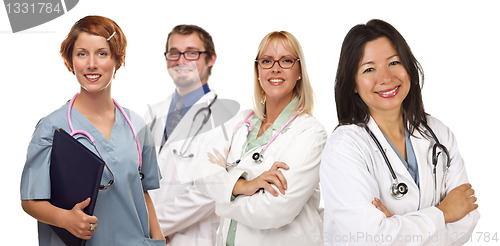 Image of Group of Doctors or Nurses on a White Background