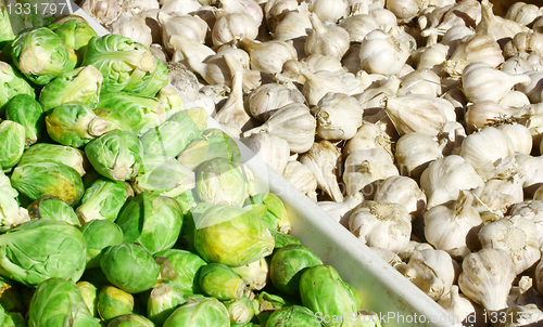 Image of Brussel sprouts and garlic