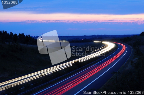 Image of night traffic motion