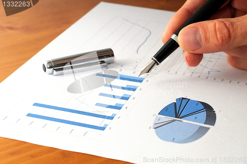 Image of business chart and hand