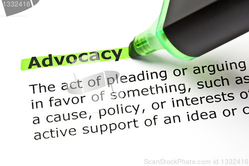 Image of ADVOCACY highlighted in green