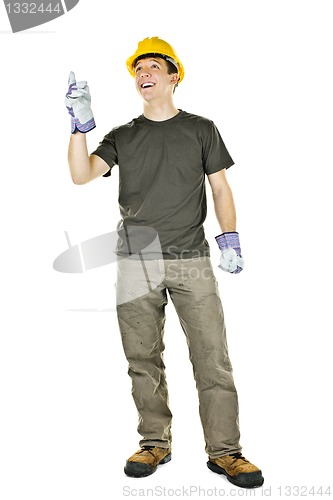 Image of Construction worker pointing up