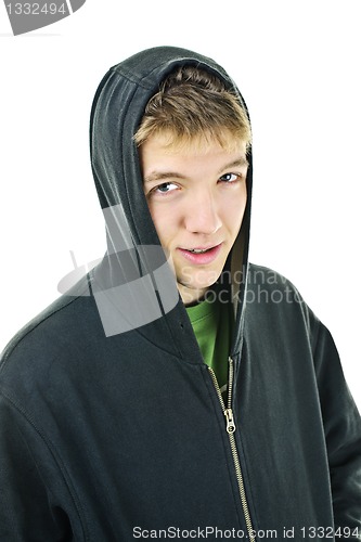 Image of Young man in hoodie smiling