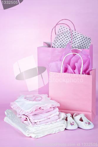 Image of Pink baby shower presents