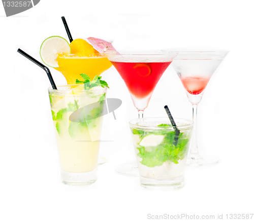 Image of group of cocktails drink isolated on white