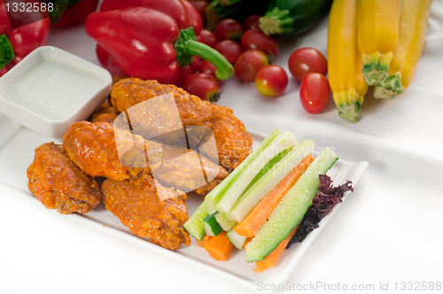 Image of  buffalo chicken wings served with pinzimonio