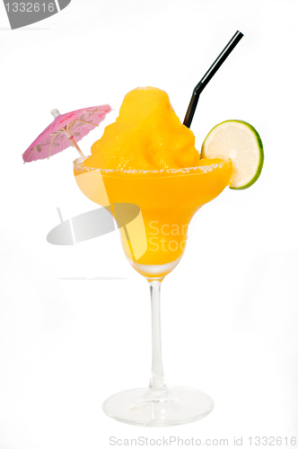 Image of frozen mango margarita daiquiri isolated on white