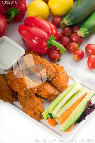 Image of  buffalo chicken wings served with pinzimonio