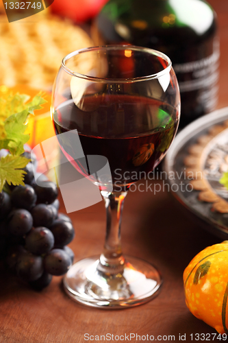 Image of Glass of red wine for Thanksgiving