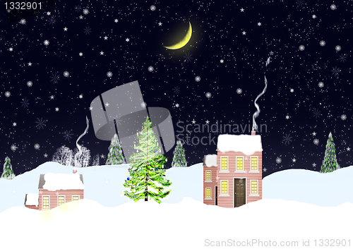 Image of house in snowy hills