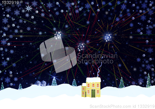 Image of house in snowy hills
