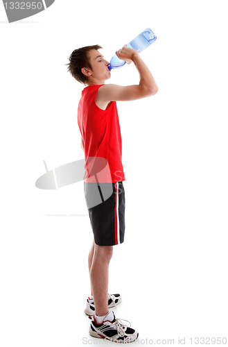 Image of Sports person drinking water from bottle