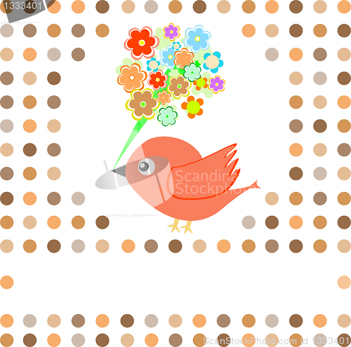 Image of bird with flowers card background