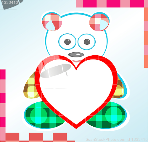 Image of teddy bear greetings card with heart