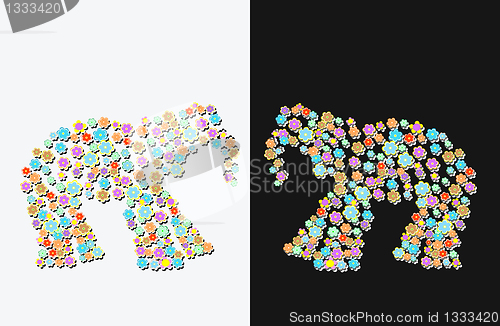 Image of elephant from different floral elements