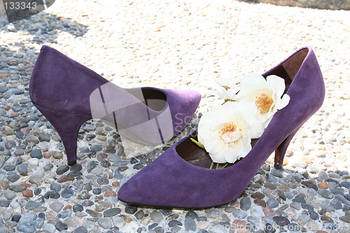 Image of Lilac pumps with white roses