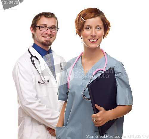 Image of Two Doctors or Nurses on a White Background