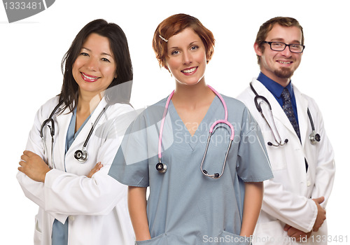 Image of Group of Doctors or Nurses on a White Background
