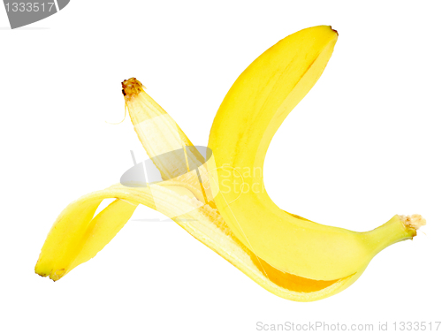 Image of Single yellow banana peel