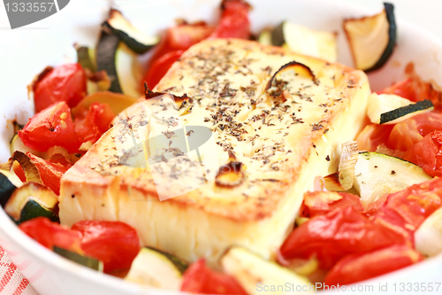 Image of Baked Feta cheese with vegetables