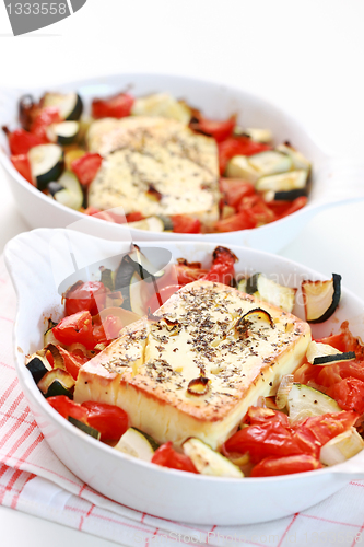 Image of Baked Feta cheese with vegetables