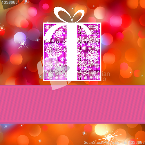 Image of White gift with bokeh vector card. EPS 8