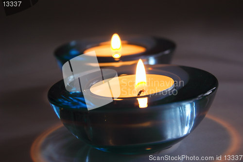 Image of blue glass candle holders