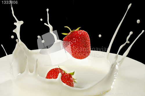 Image of strawberries and milk splash