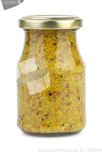 Image of Glass jar with french mustard (Moutarde de Dijon)