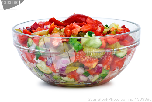 Image of Glass bowl with vegetable salad